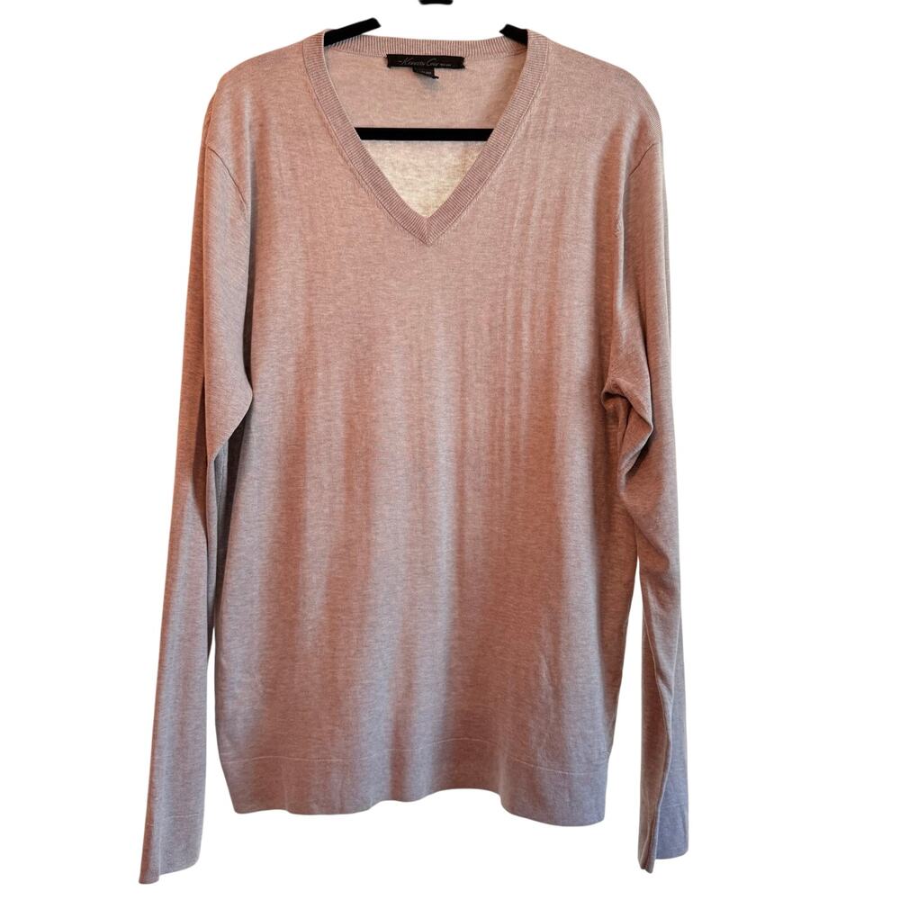 Kenneth Cole V- Neck Silk Cotton Blend Pullover Sweater Mens XL